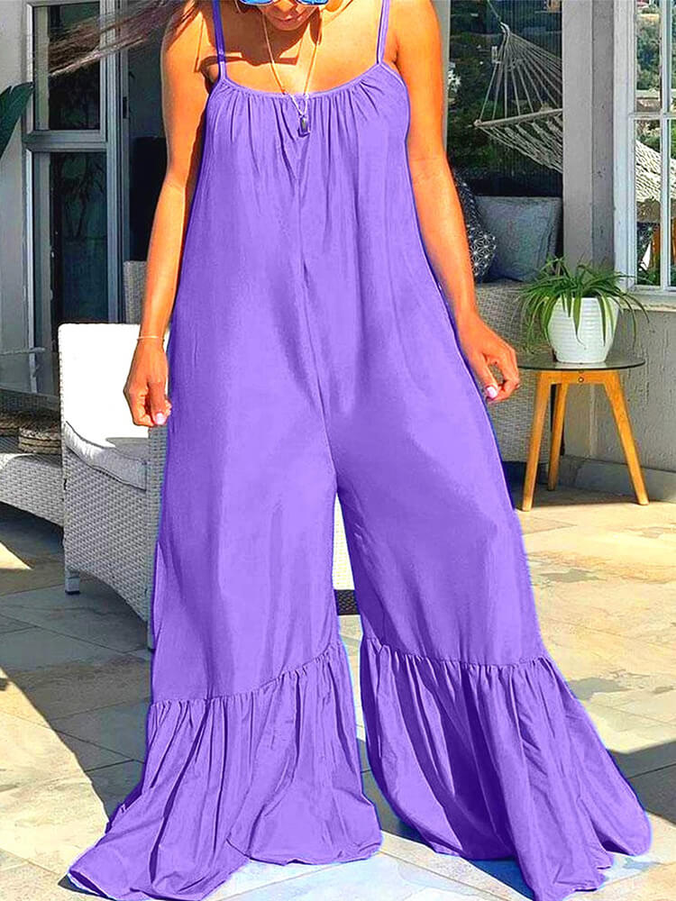 Spaghetti Strap Sleeveless Wide Leg Jumpsuit Tiynon