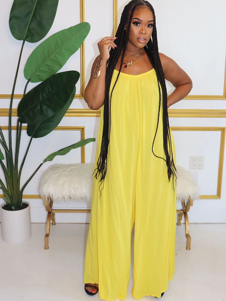 Spaghetti Strap Wide Leg Jumpsuits Tiynon