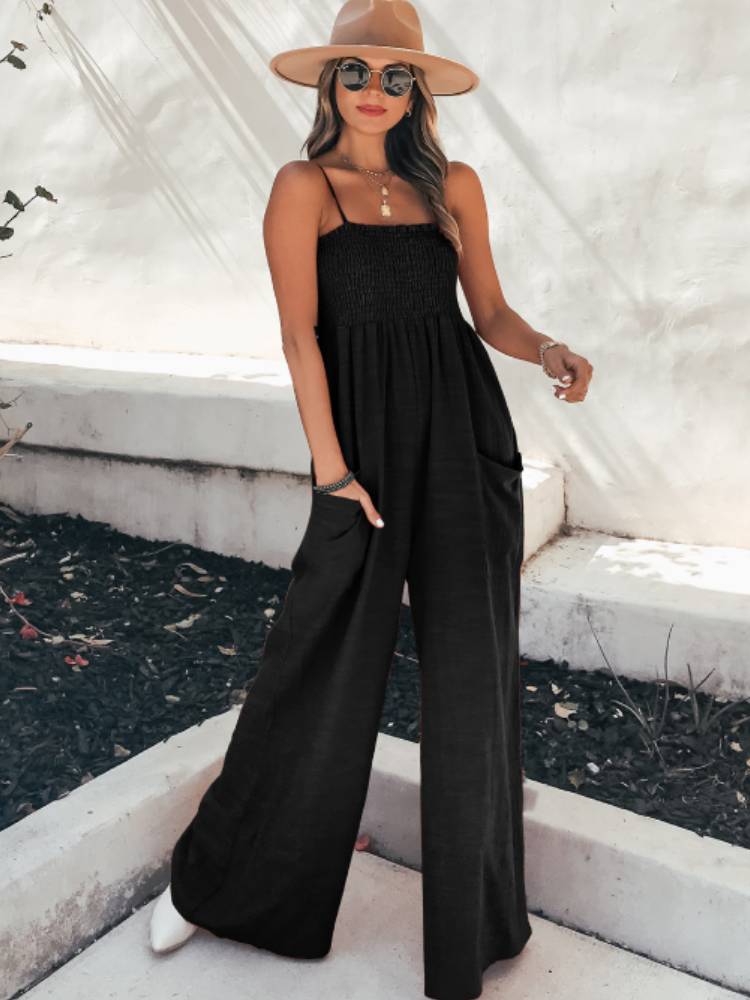 Spaghetti Straps Wide Leg Jumpsuits Tiynon