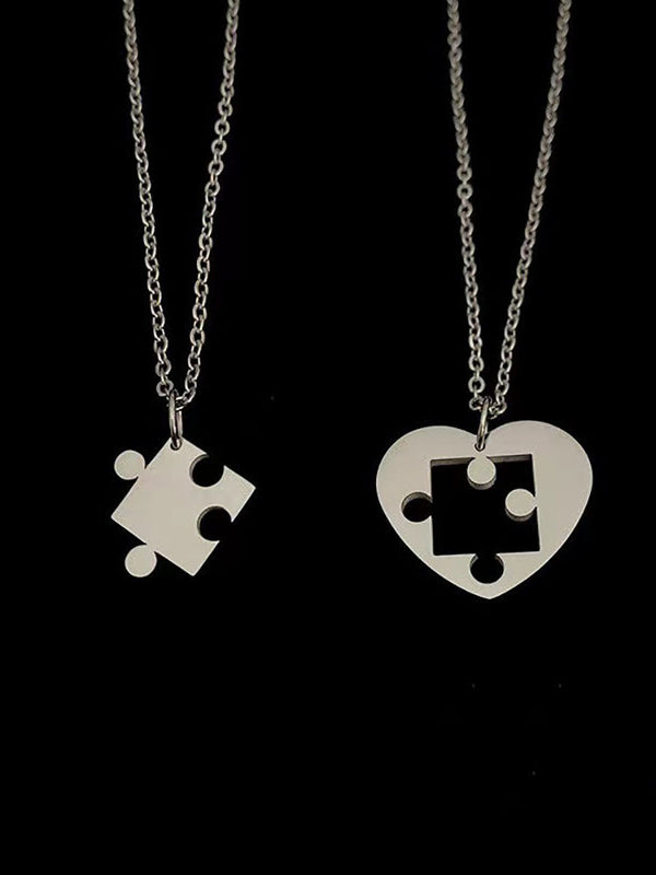 Two Piece Couple Puzzle Chain Necklaces Tiynon