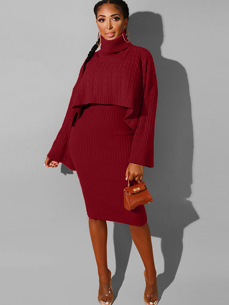 Two Piece Sweater Midi Dresses Outfits Tiynon