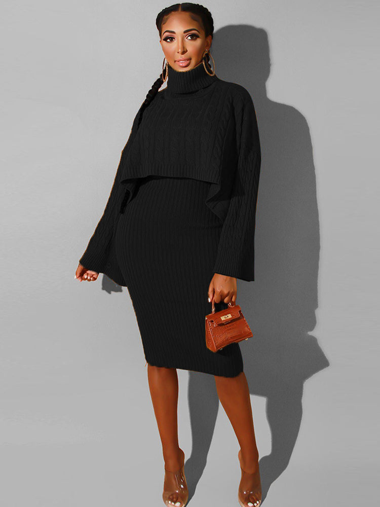 Two Piece Sweater Midi Dresses Outfits Tiynon