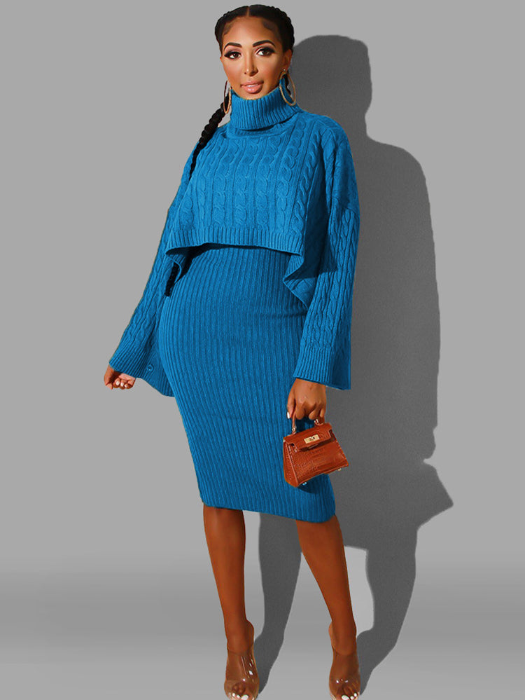 Two Piece Sweater Midi Dresses Outfits Tiynon