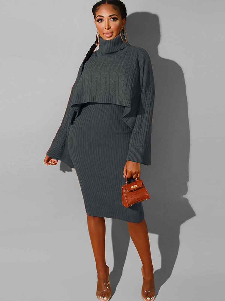 Two Piece Sweater Midi Dresses Outfits Tiynon