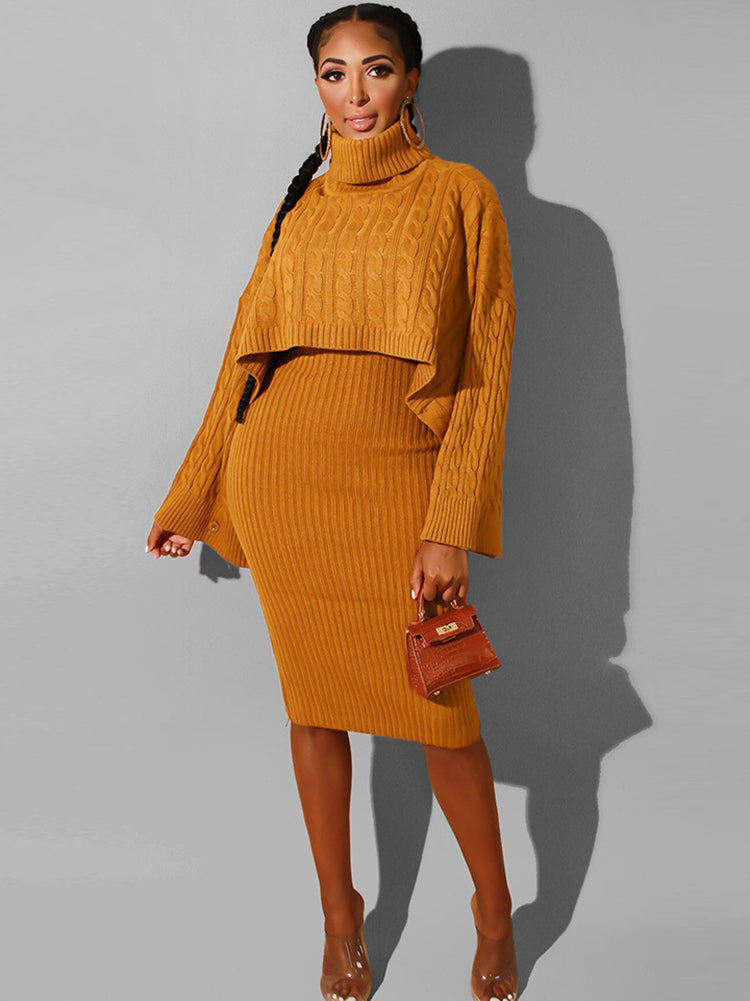 Two Piece Sweater Midi Dresses Outfits Tiynon