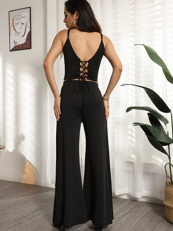 Two Piece Tank Top & Wide Leg Pants Set Tiynon