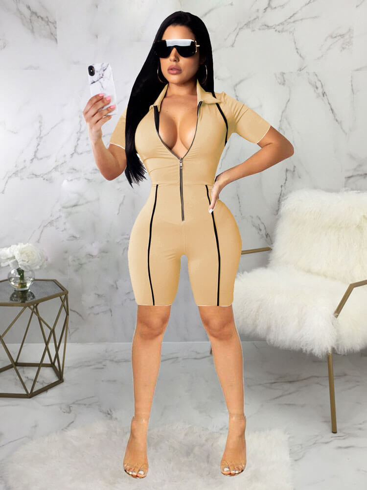 Zipper Bodycon Jumpsuit Rompers Tiynon