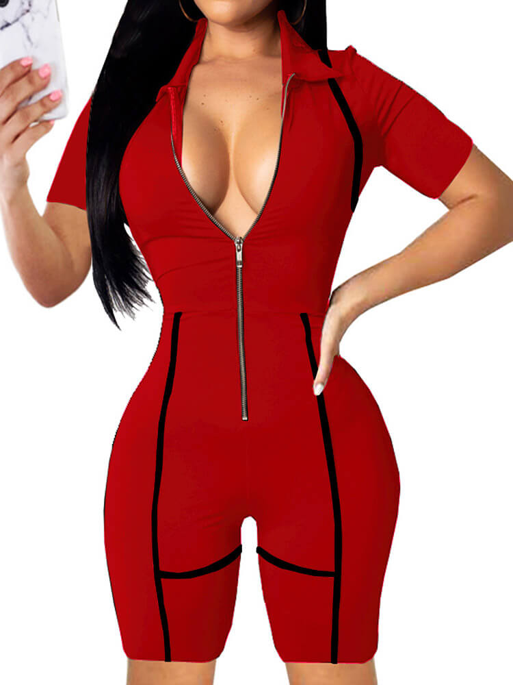 Zipper Bodycon Jumpsuit Rompers Tiynon