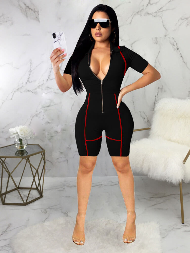 Zipper Bodycon Jumpsuit Rompers Tiynon