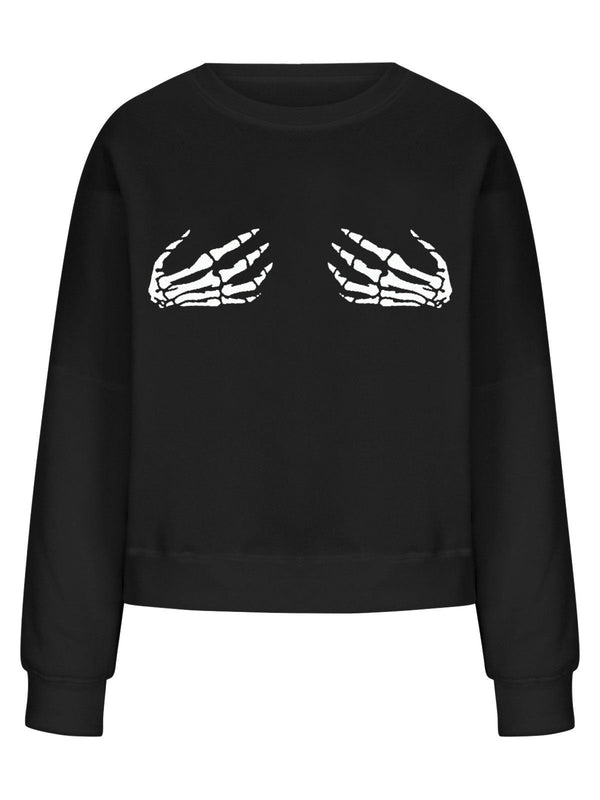 Halloween Skeleton Paw Print Oversized Sweatshirt