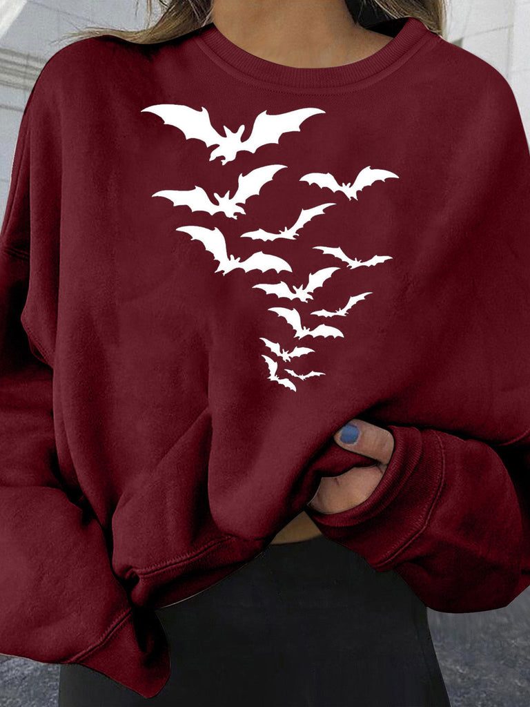 Halloween Bat Print Oversized Sweatshirt