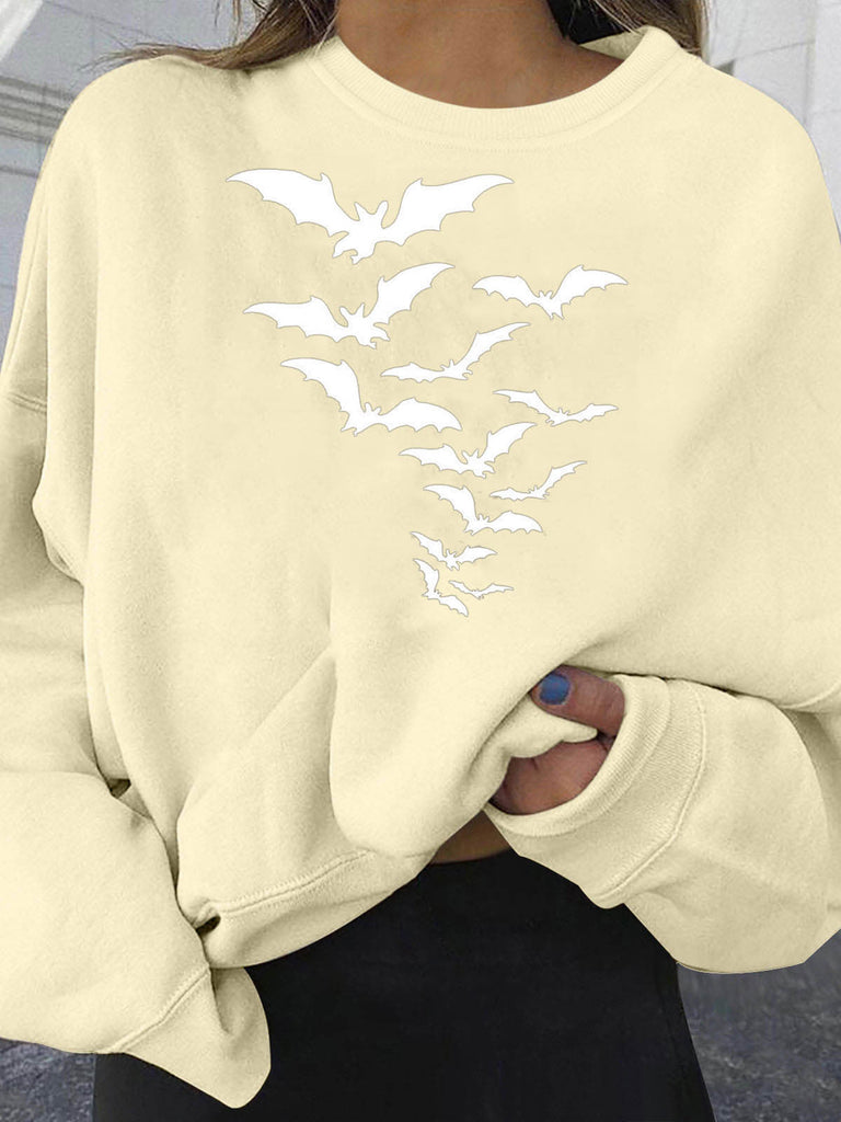 Halloween Bat Print Oversized Sweatshirt