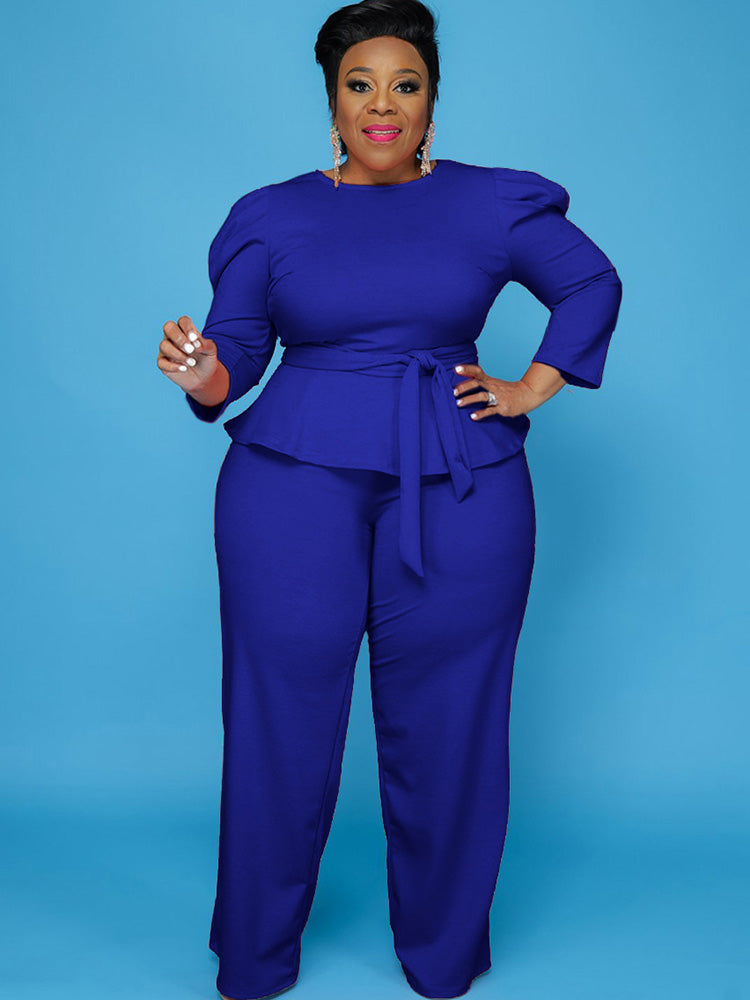 Plus Size Peplum Tops + Wide Leg Pants