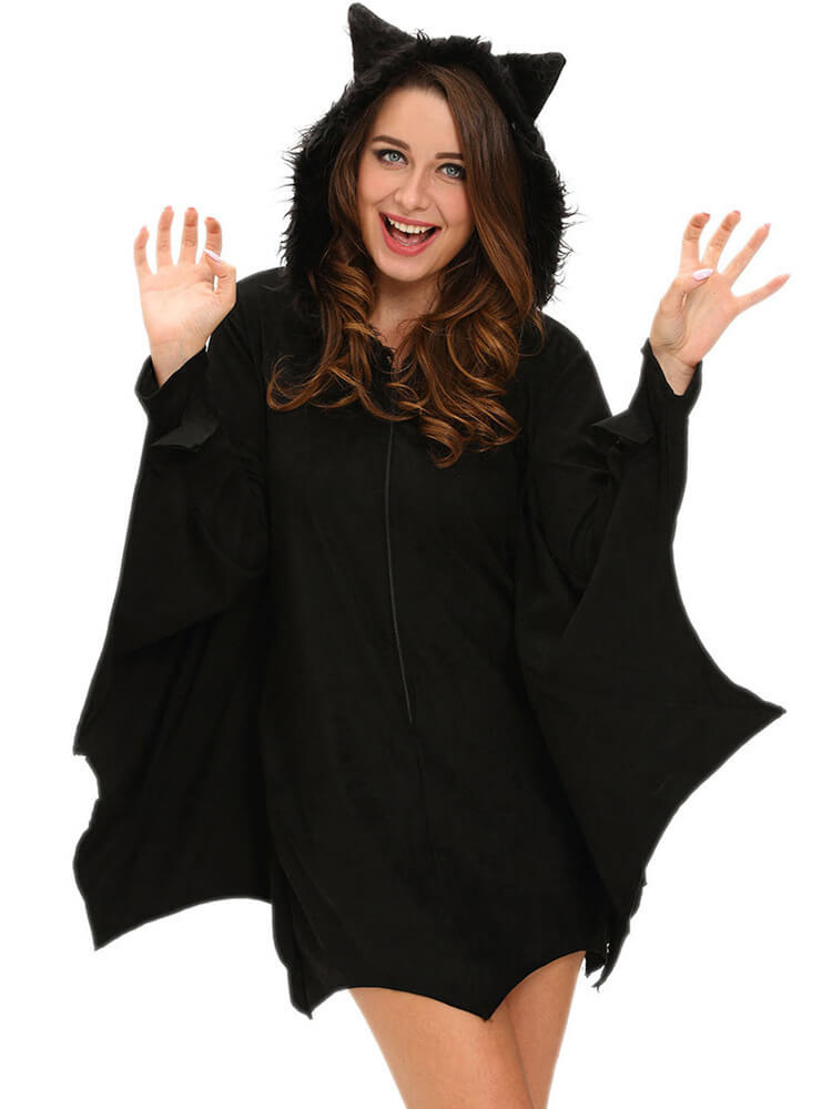 Halloween Dolman Sleeve Cozy Bat Zip Up Costume