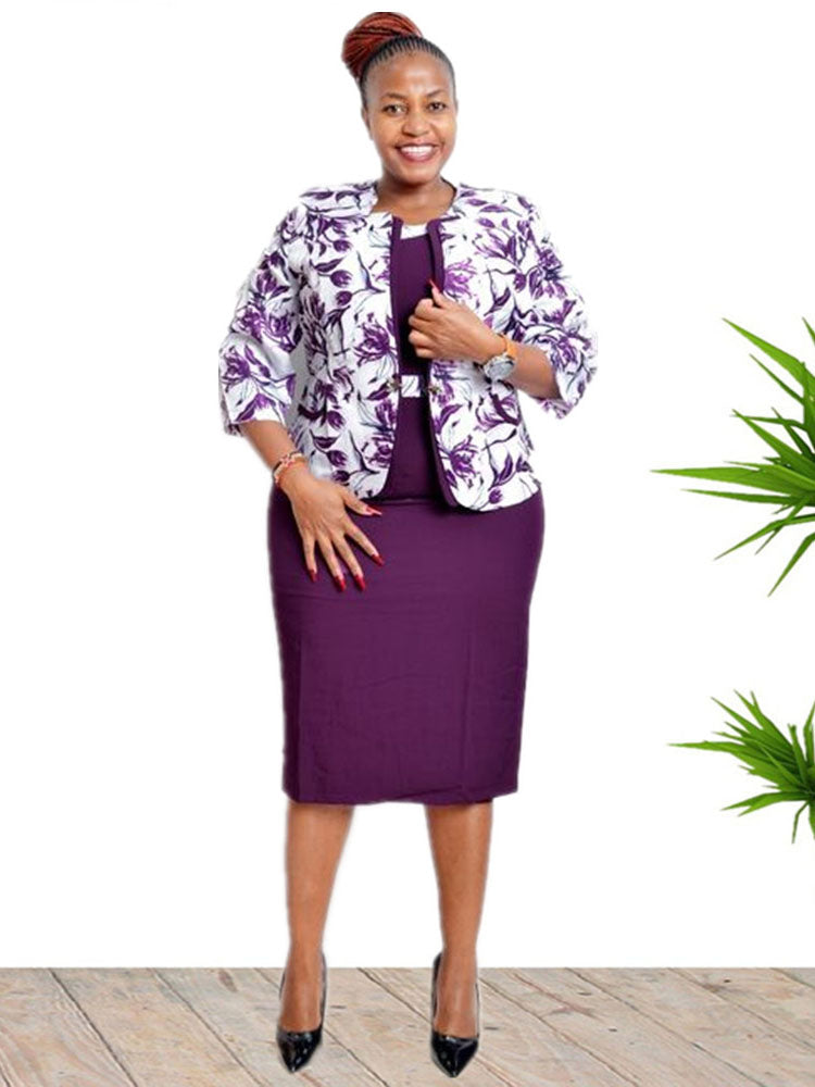 Plus Size Two Piece Floral Cardigans & Midi Dresses