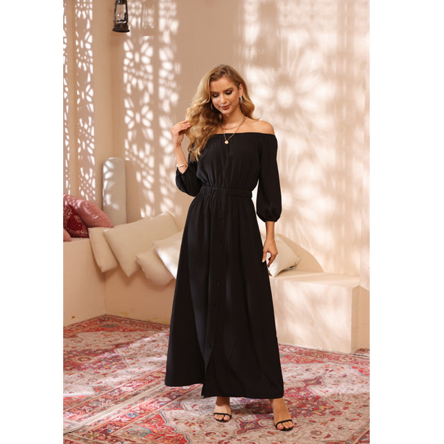 Off Shoulder Long Sleeve Maxi Dresses