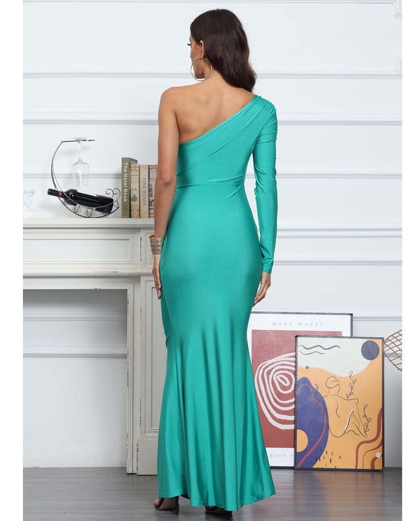 One Shoulder Backless Maxi Dress