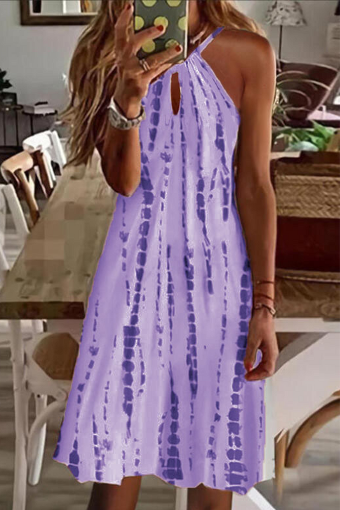 Casual Print Patchwork Halter Straight Dresses