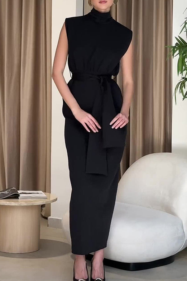 Celebrities Elegant Solid Backless Slit Half A Turtleneck One Step Skirt Dresses