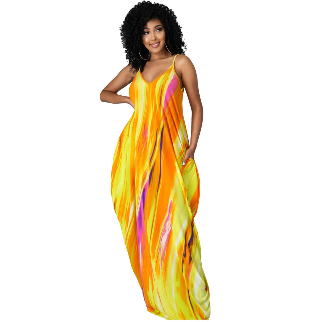 Spaghetti Strap Printed Maxi Dress