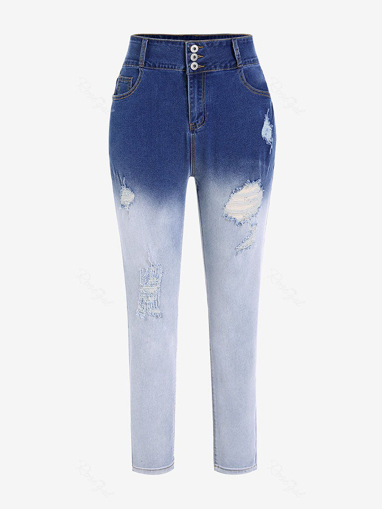 Plus Size Dip Dye Ripped Jeans