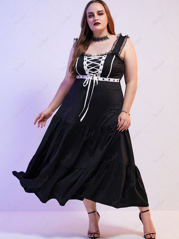 Gothic Sweetheart Lace Up Maxi Dress