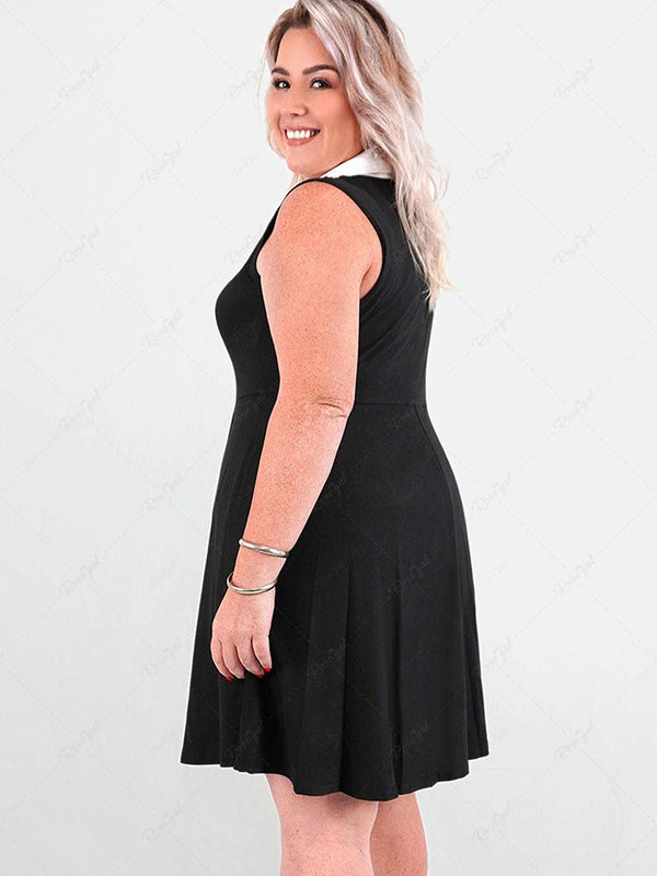 Plus Size Sleeveless Colorblock Belted Midi Dress