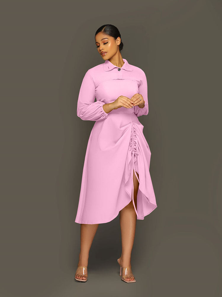 Long Sleeve Crop Top & Bodycon Ruched Midi Dresses