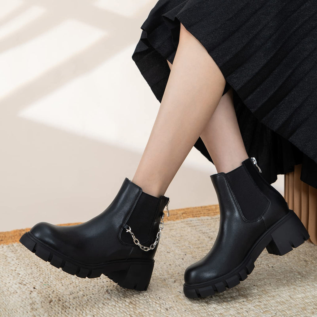 Replaceable Chains Chelsea Chunky Heel Boots