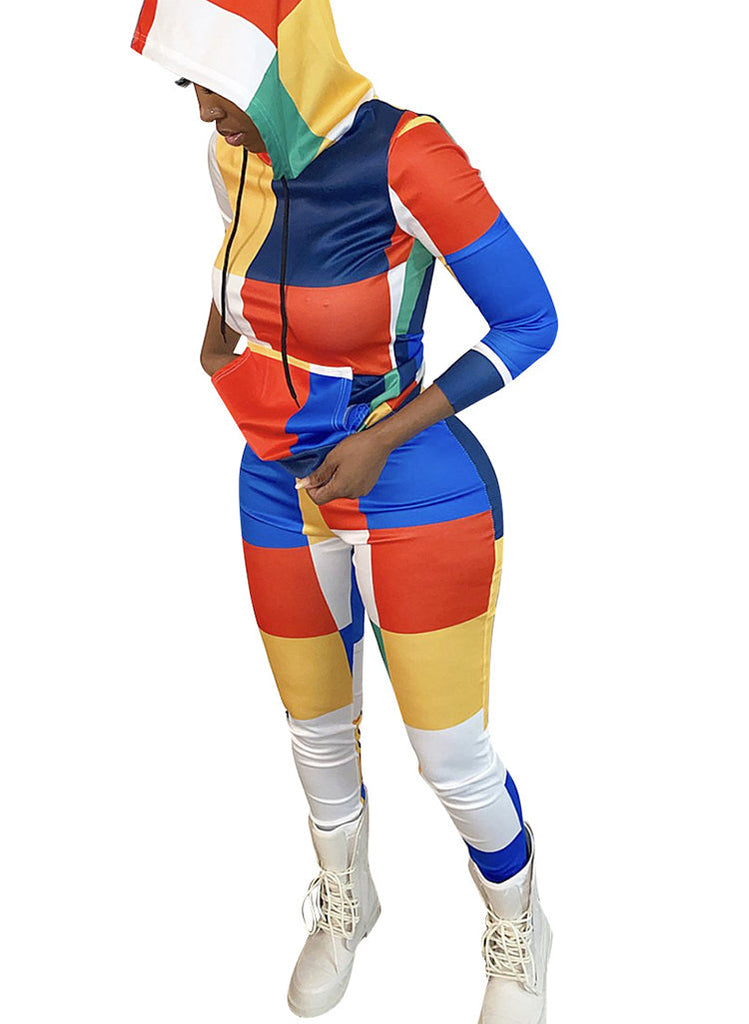 Two Piece Color Block Hoodie & Pants