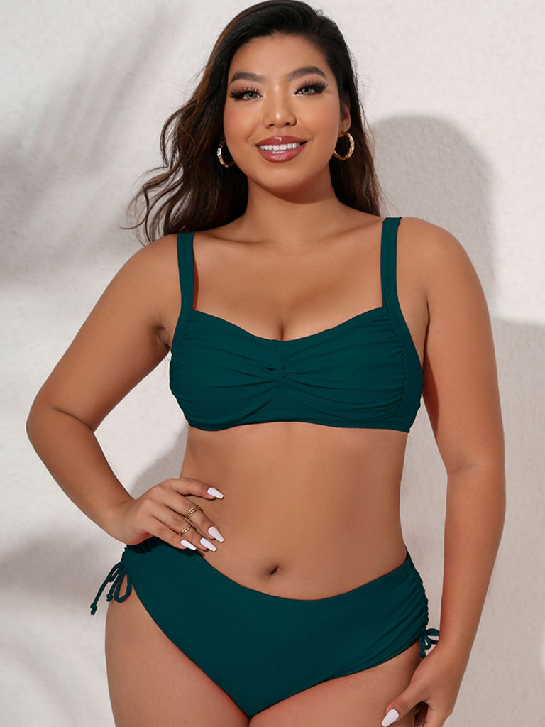 Plus Size Twist Front Tied DD+ Bikini Set