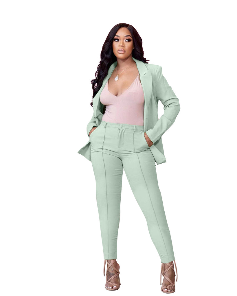 Two Piece Long Sleeve Blazer & Pants Suits