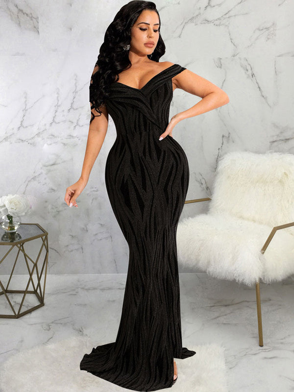 Off Shoulder Sleeveless Bodycon Maxi Dresses