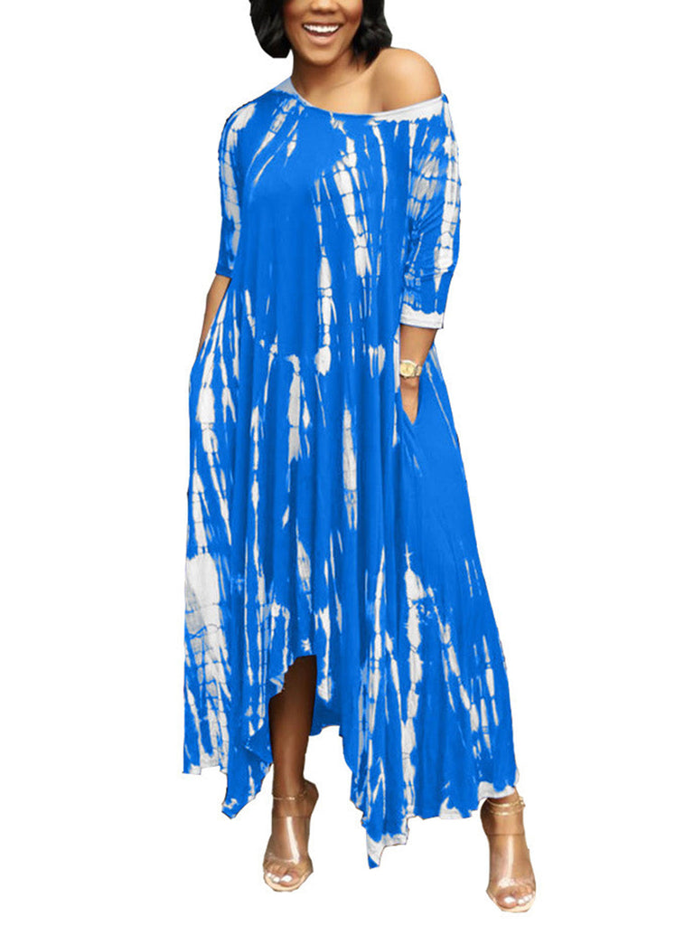 Tie Dye Half Sleeve Maxi Dress