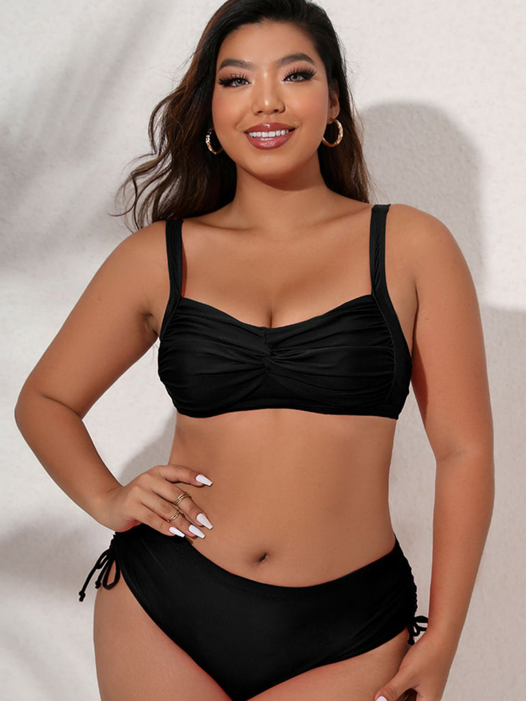 Plus Size Twist Front Tied DD+ Bikini Set