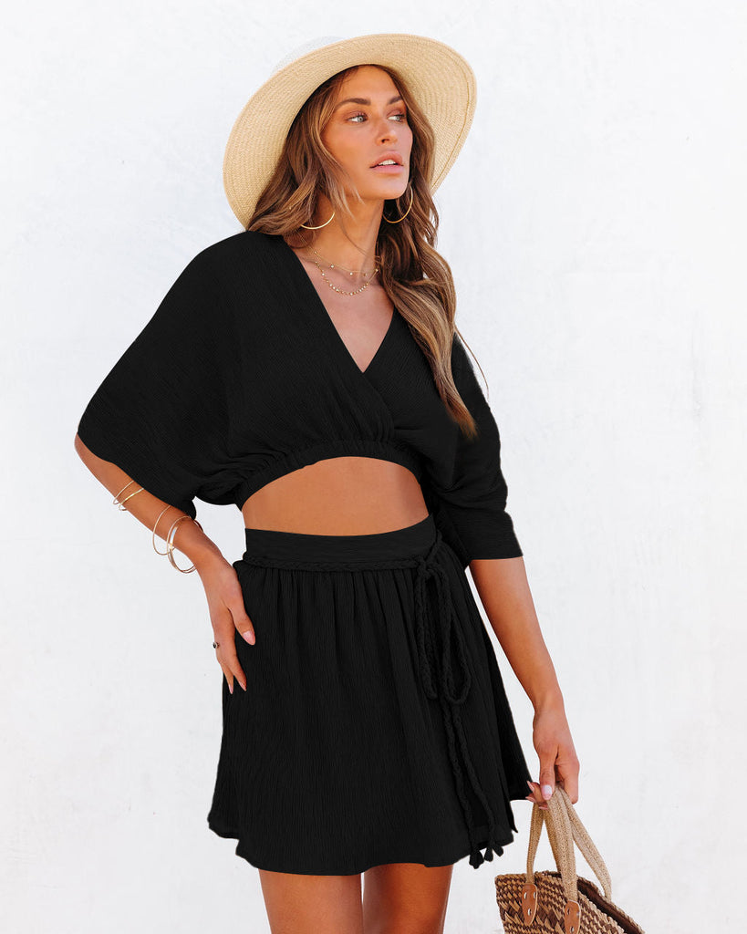 Two Piece Crop Tops & Split Skirts