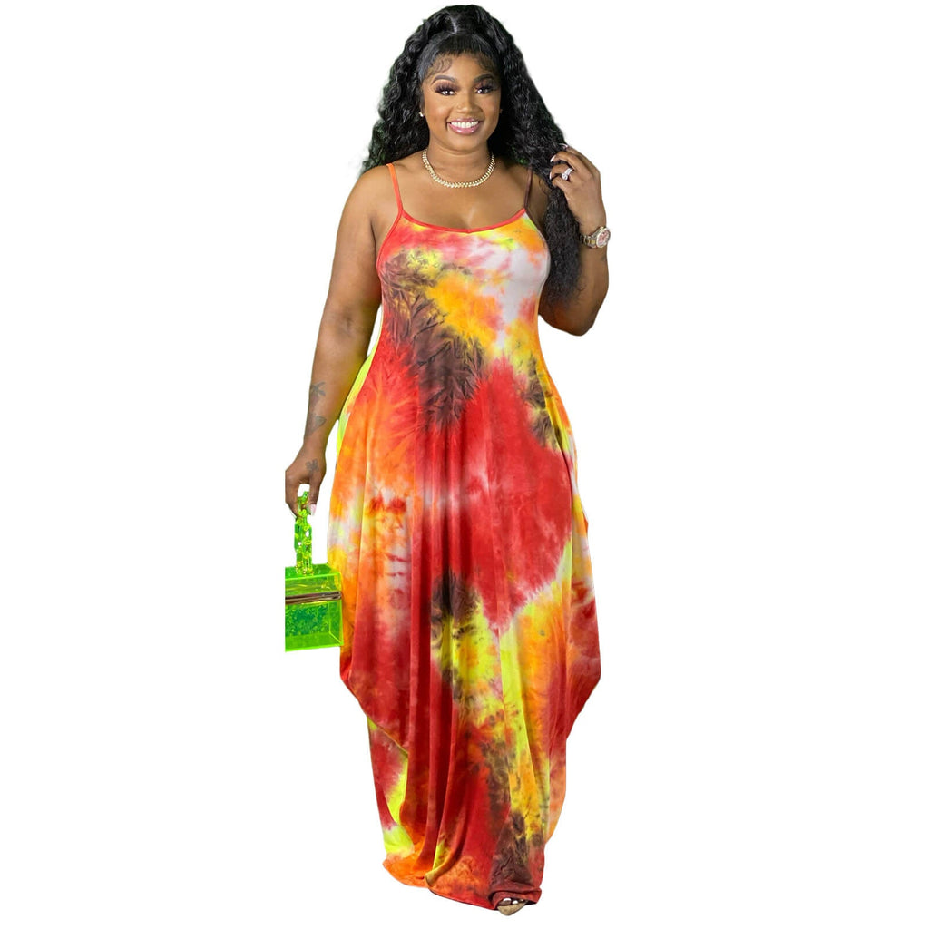 Spaghetti Strap Printed Maxi Dress