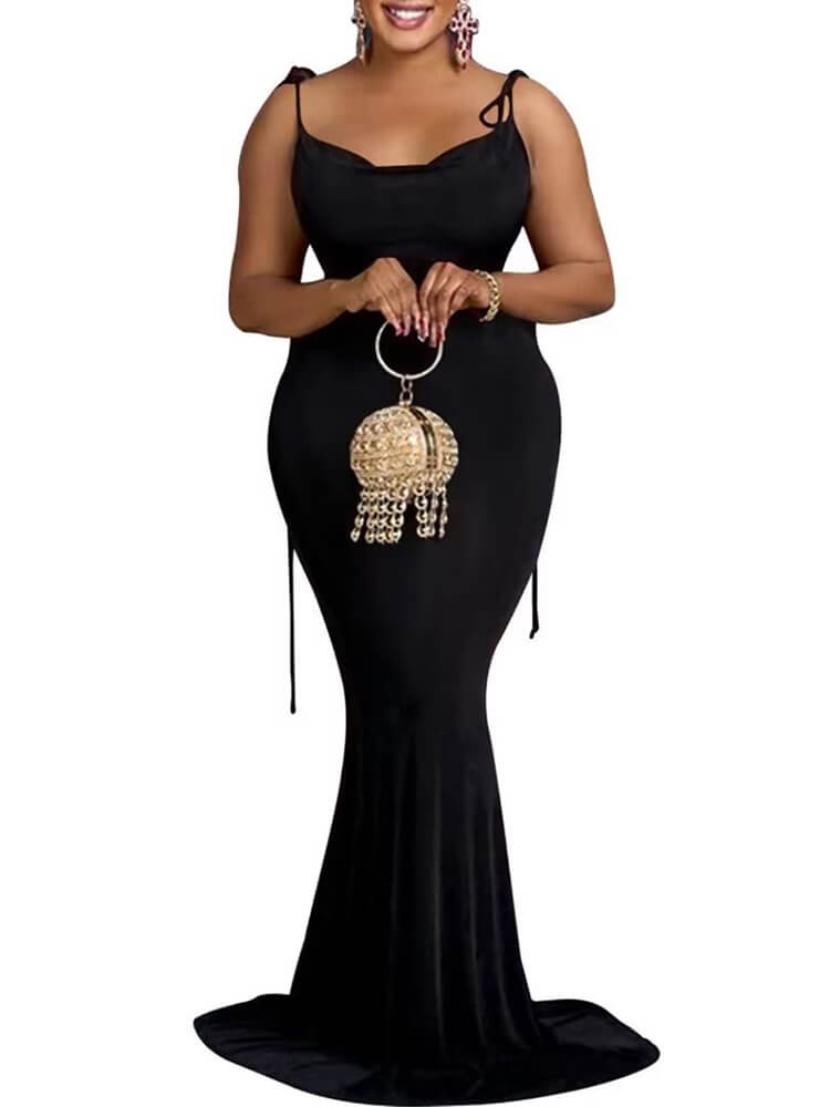 Spaghetti Straps Crew Neck Backless Maxi Dresses