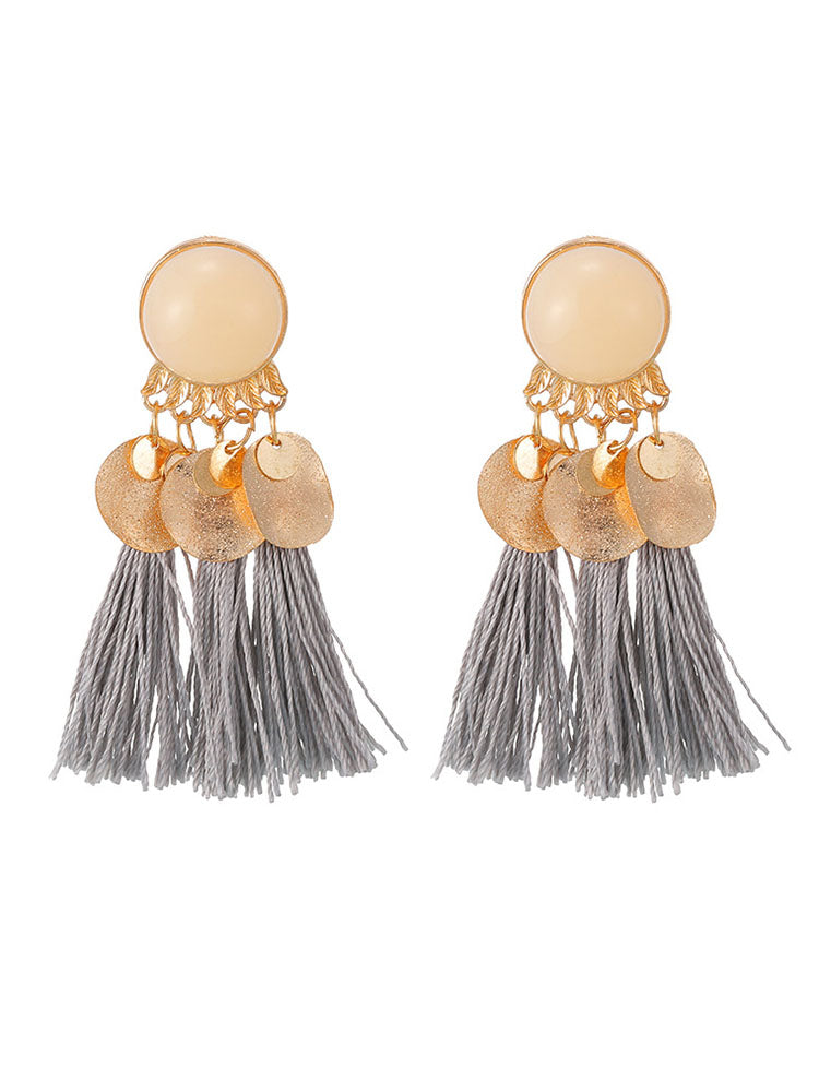 Bohemia Imitation Pearl Tassel Earrings tittlelarry054