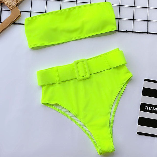 Bandeau Buckle High Waist Bikini