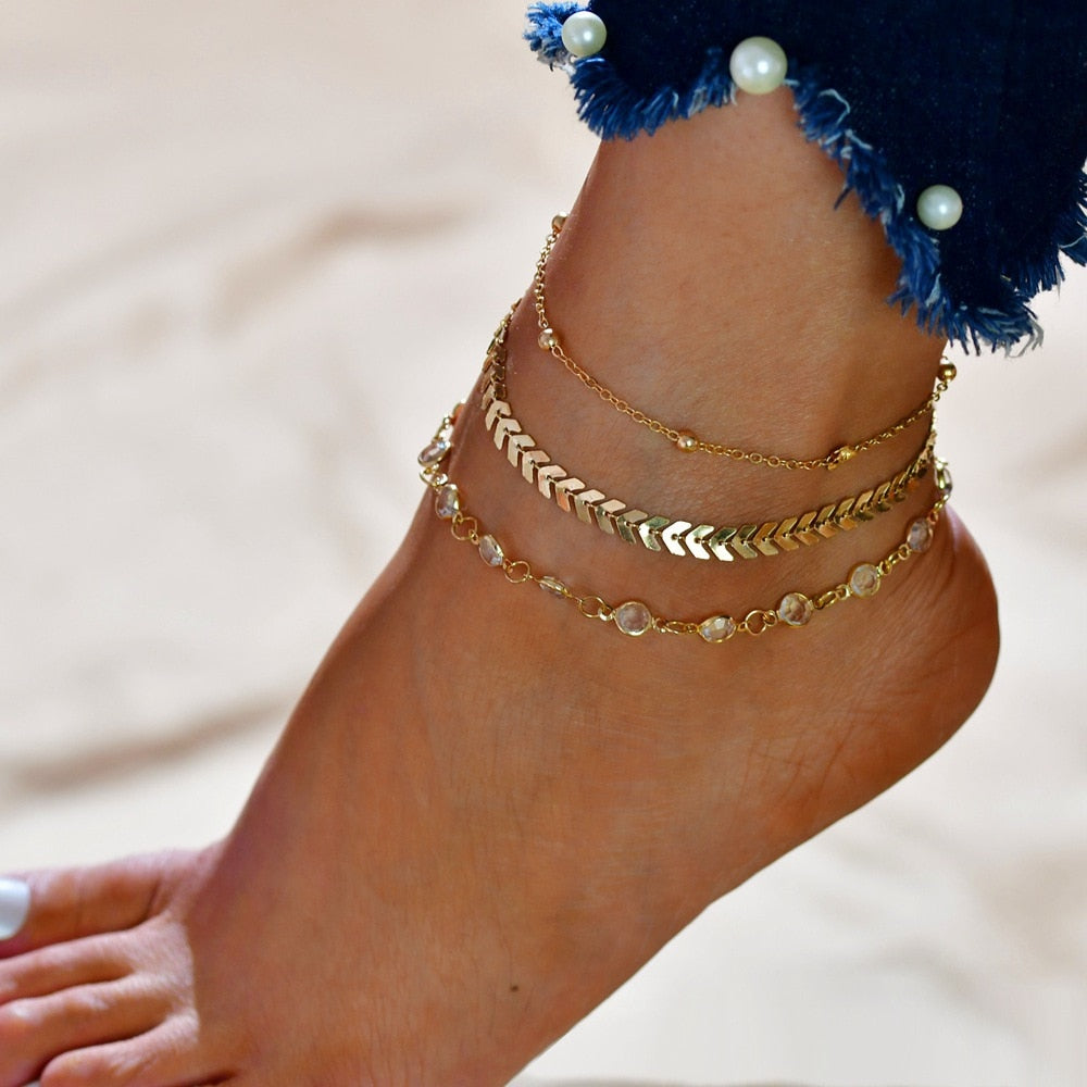 Bohemian Seashell Heart Anklet