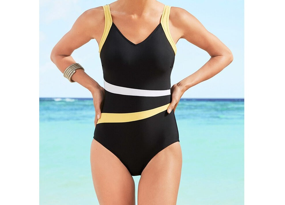 Striped ShapeSculpt One Piece Tummy Control Swimwear Swimsuit