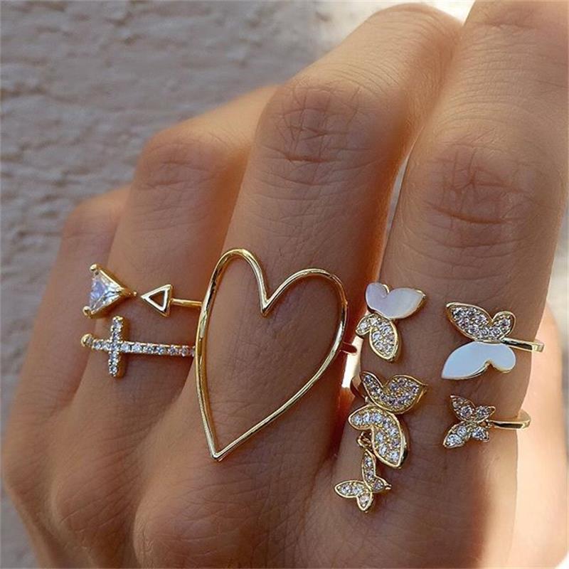 Boho Bliss Silver Gold Ring Set