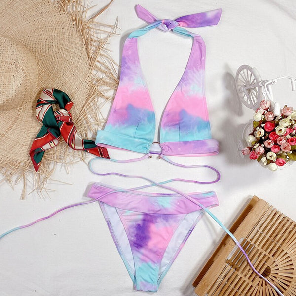 Sunset and Swim Tie Dye Wrap around Bikini