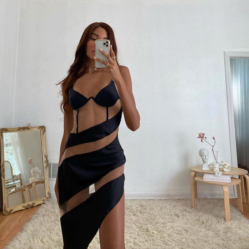 Almost Nude Sexy Mesh Strap Dress