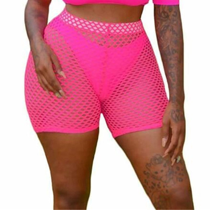 Sunset and Swim Sexy Mesh See Through Shorts Bikini Cover Up