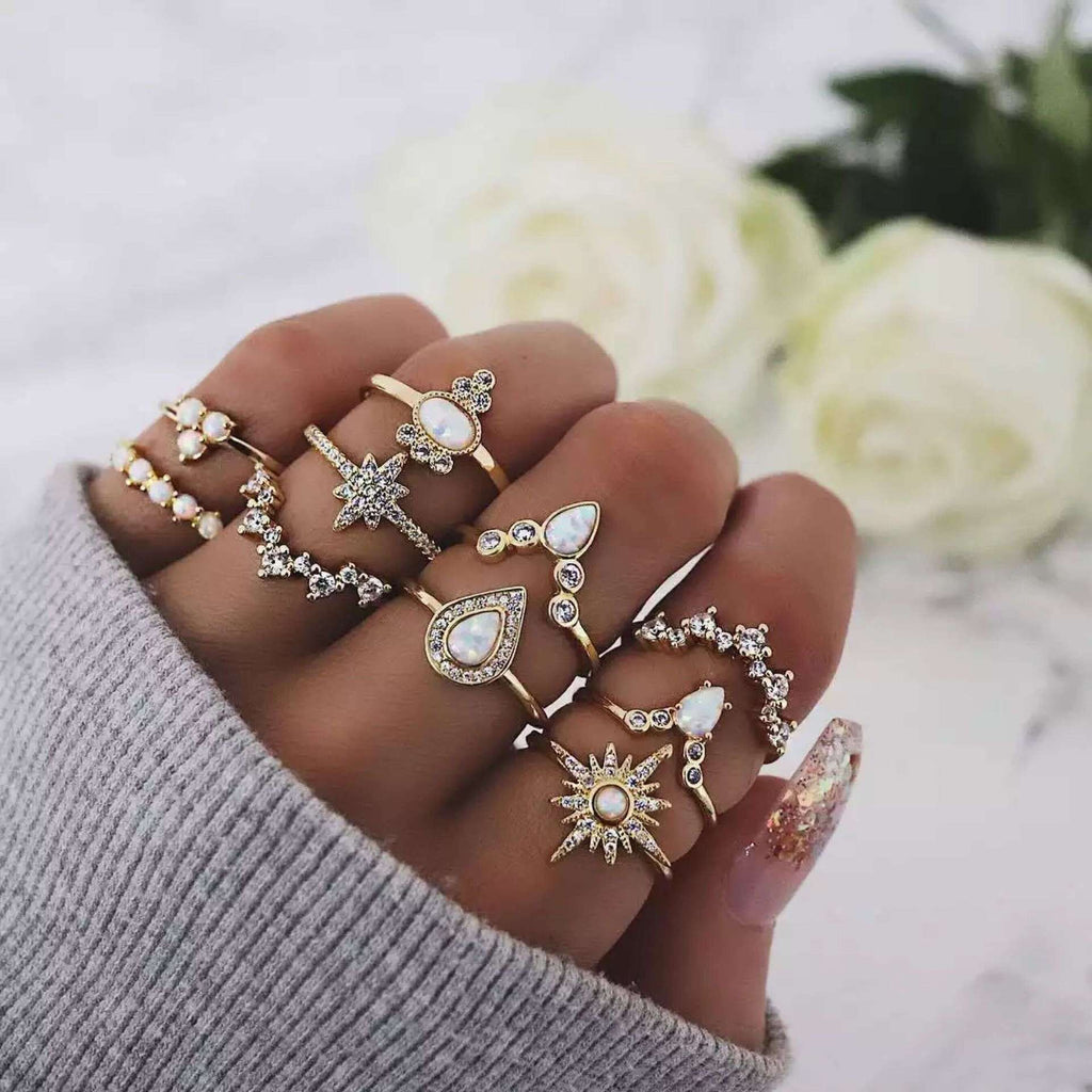 Boho Bliss Silver Gold Ring Set