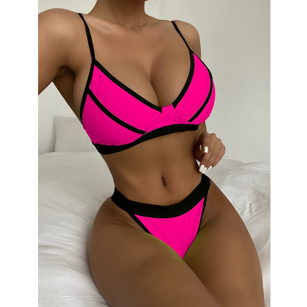 New Sexy Splicing Two Piece Bikini Set