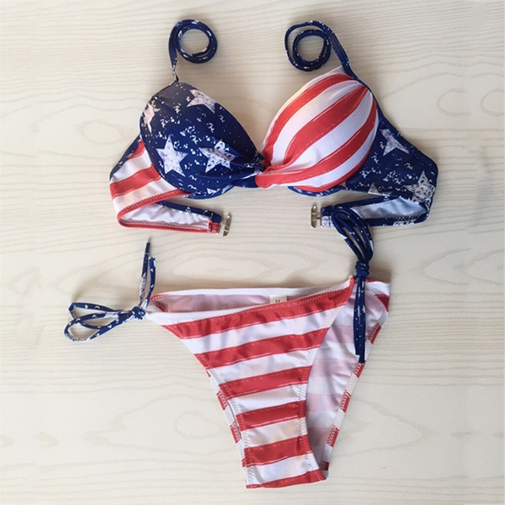 All American American Flag Fourth of July Two Pieces Bikini