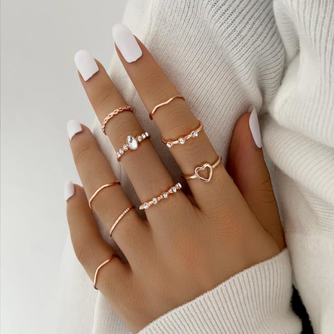 Boho Bliss Silver Gold Ring Set